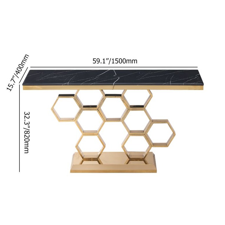 Aryo Modern Black Marble consoleTable - bottom_view