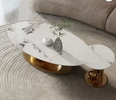Slaric Gold oval Coffee Table(set of 2) - left_view