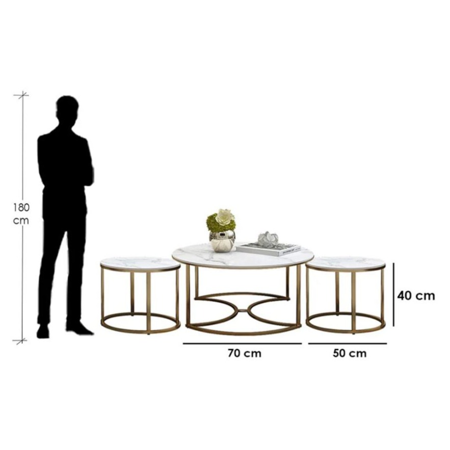 Vinca Nesting Coffee Table With Marble Tabletop (Set of 3) - left_view