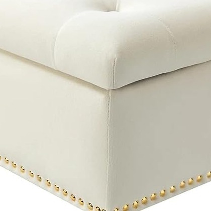 Alexa Storage Bench with Golden Metal Legs - top_view