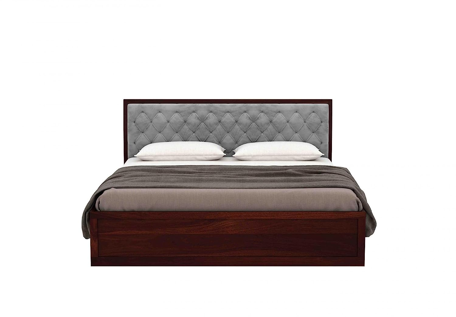 Advin Sheesham Wood Queen Size Bed With Storage - front_view