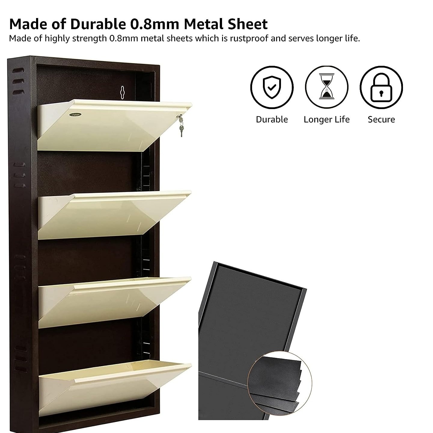 4 Door Wall Mounted Shoe Rack - left_view