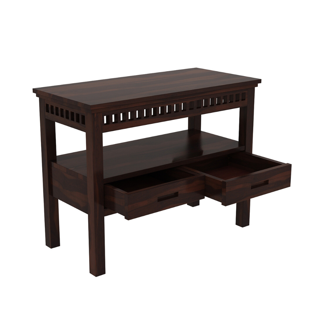 Cocobolo Console Table With Storage - rear_view