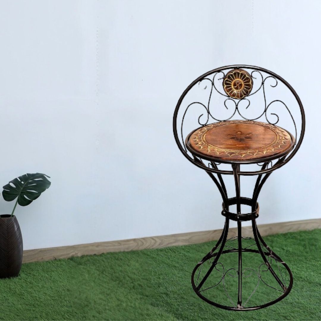 Wood & Wrought Iron Chair - front_view
