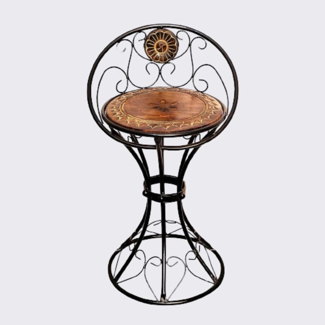 Wood & Wrought Iron Chair - rear_view