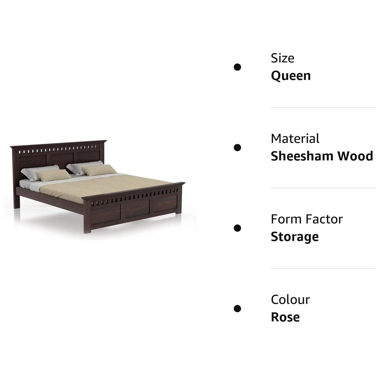 Jacklin Queen Size Bed - Without Storage - right_view