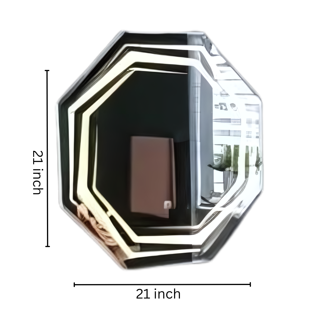 LED Octagon  Wall Mirror in Yellow Colour - top_view