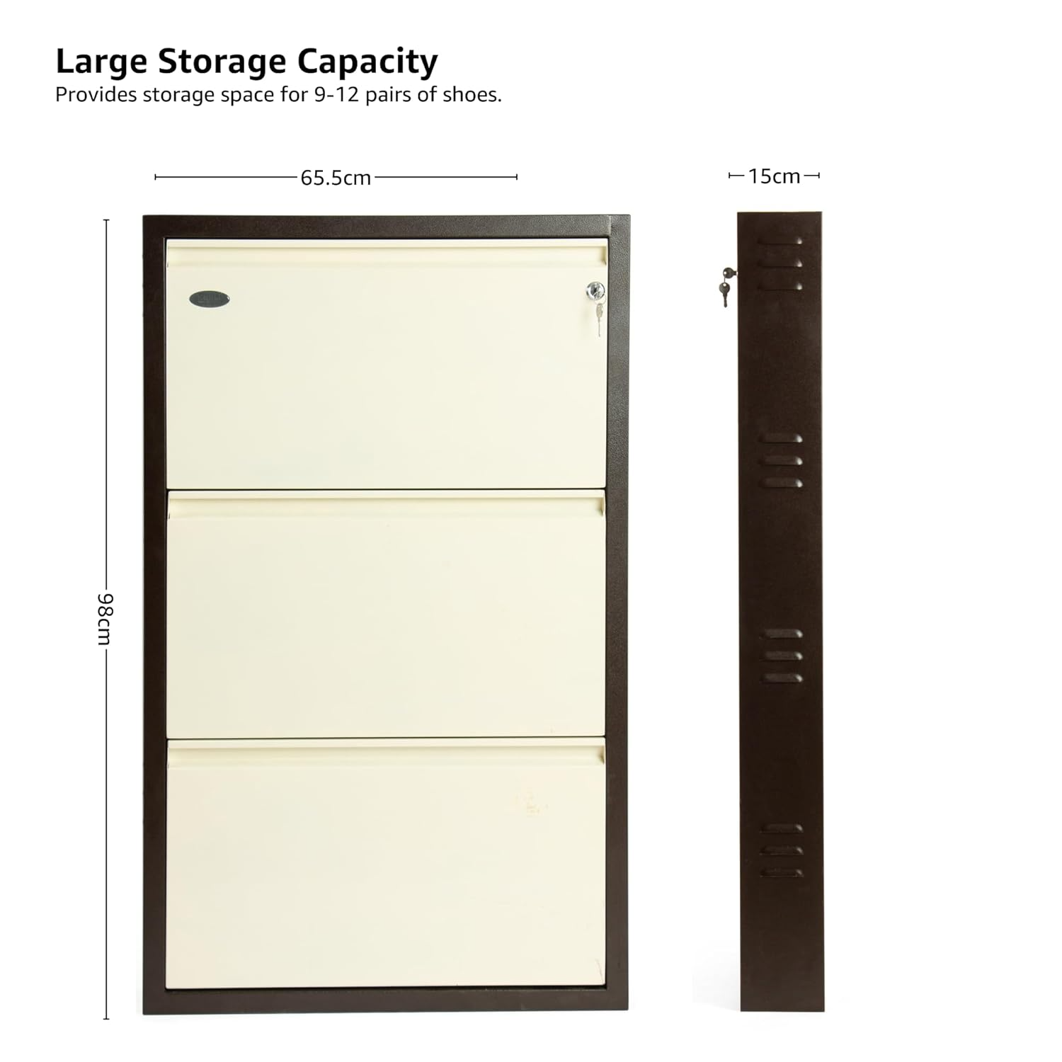 Tahara 3 Door Wall Mounted Metal Shoe Rack - top_view