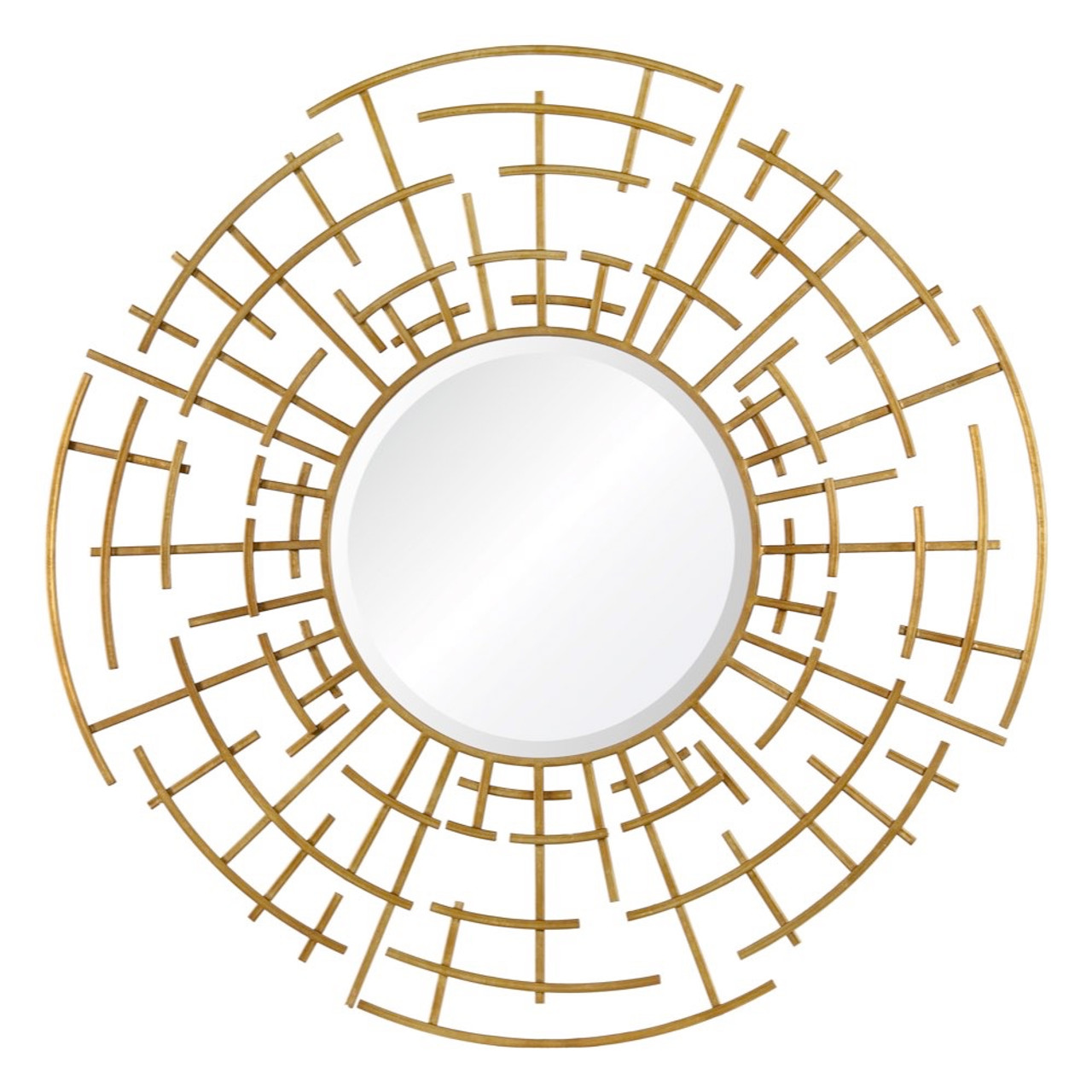 Golden Decorative Round Mirror - front_view
