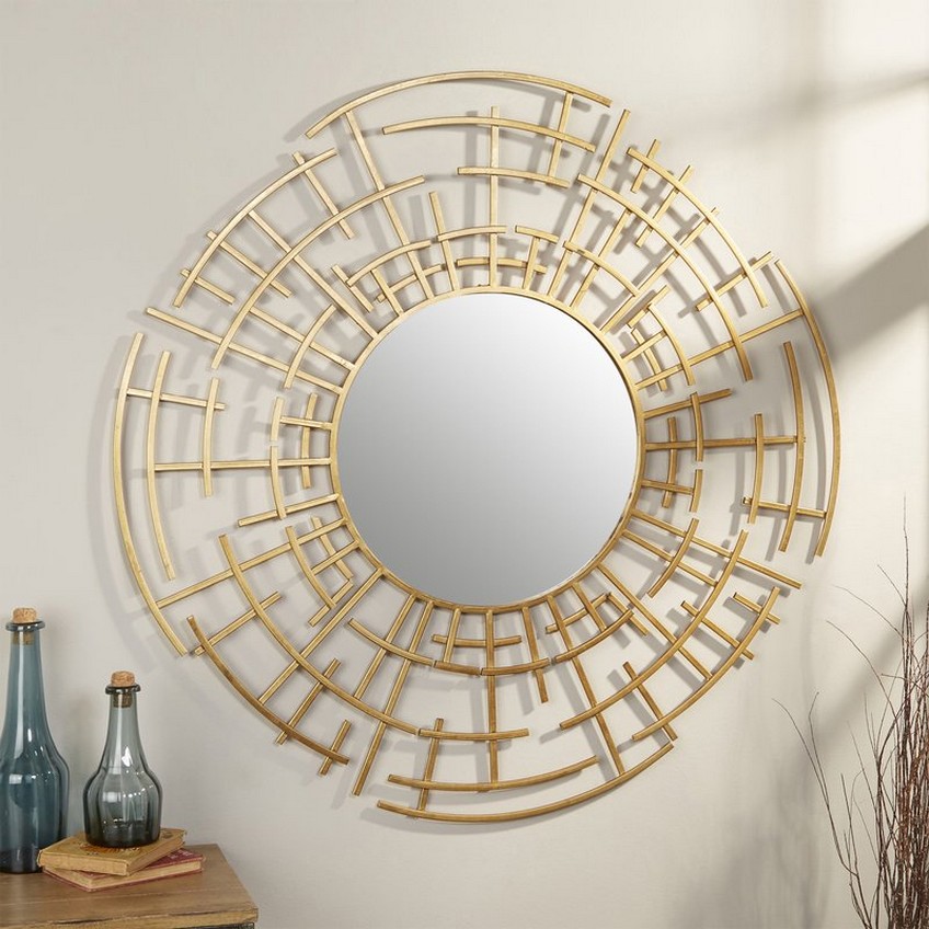 Golden Decorative Round Mirror - top_view