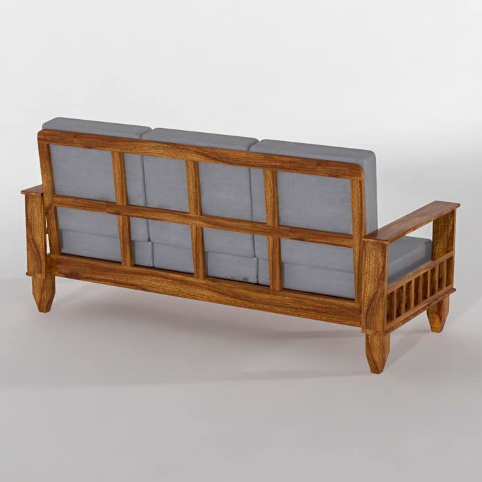 Neo Solid Sheesham Wood 5 Seater Sofa Set - rear_view