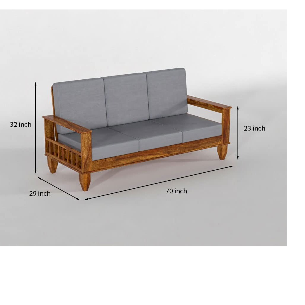 Neo Solid Sheesham Wood 5 Seater Sofa Set - right_view