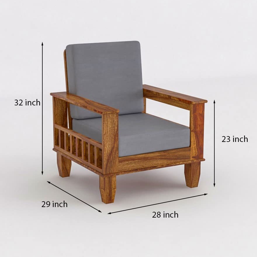 Neo Solid Sheesham Wood 5 Seater Sofa Set - bottom_view