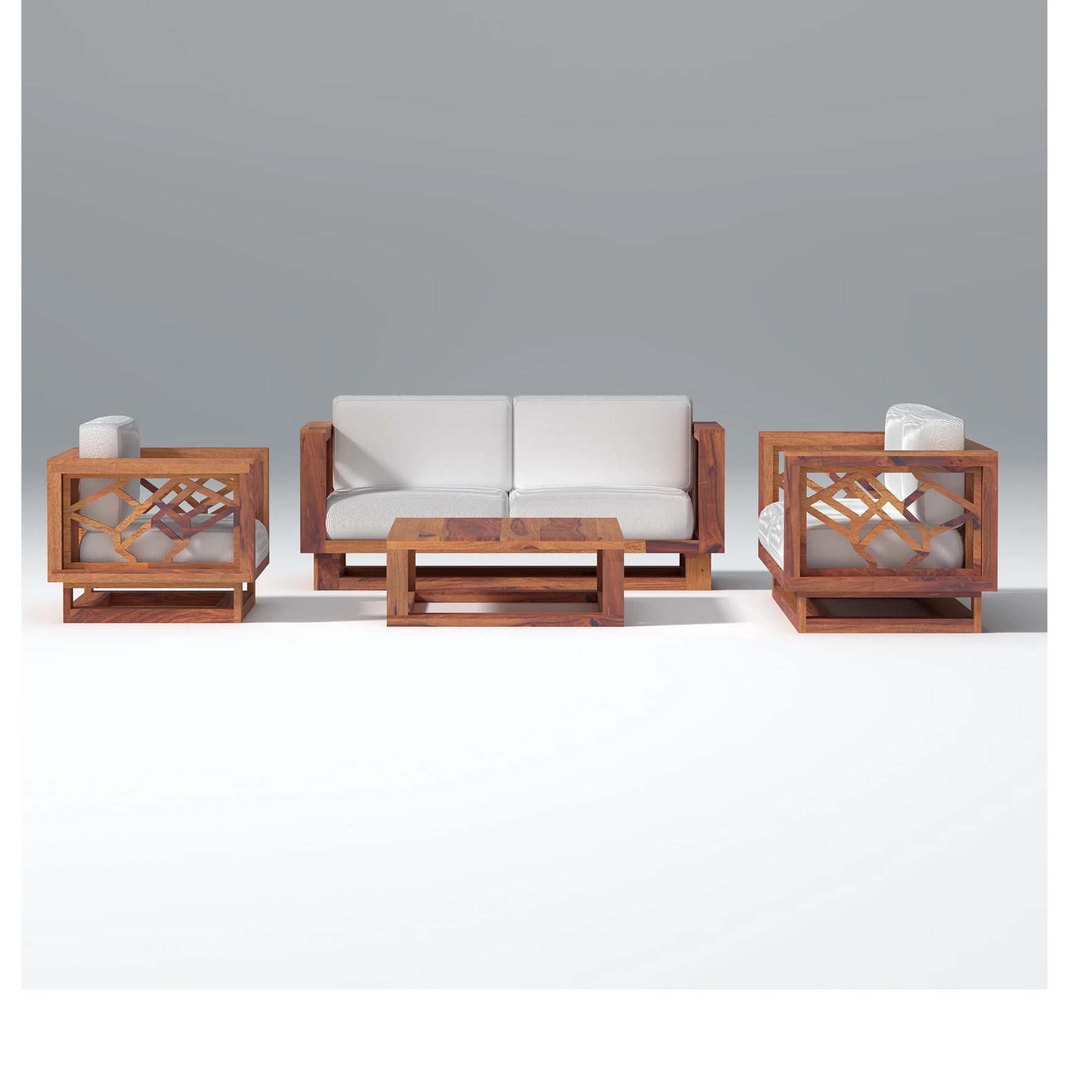 Cushy Solid Sheesham Wood 5 seater sofa Set - top_view