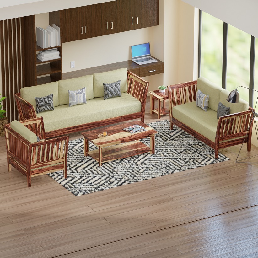 Elegant Mango Wood 6 seater Sofa Set - top_view