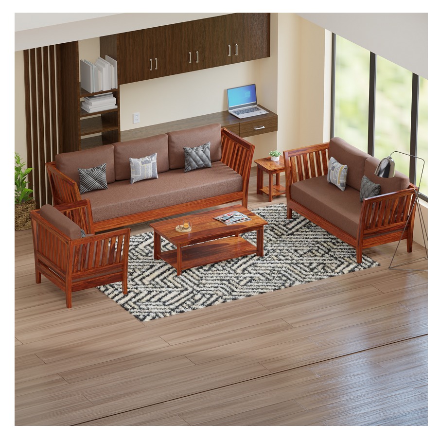 Elegant Mango Wood 6 seater Sofa Set - rear_view