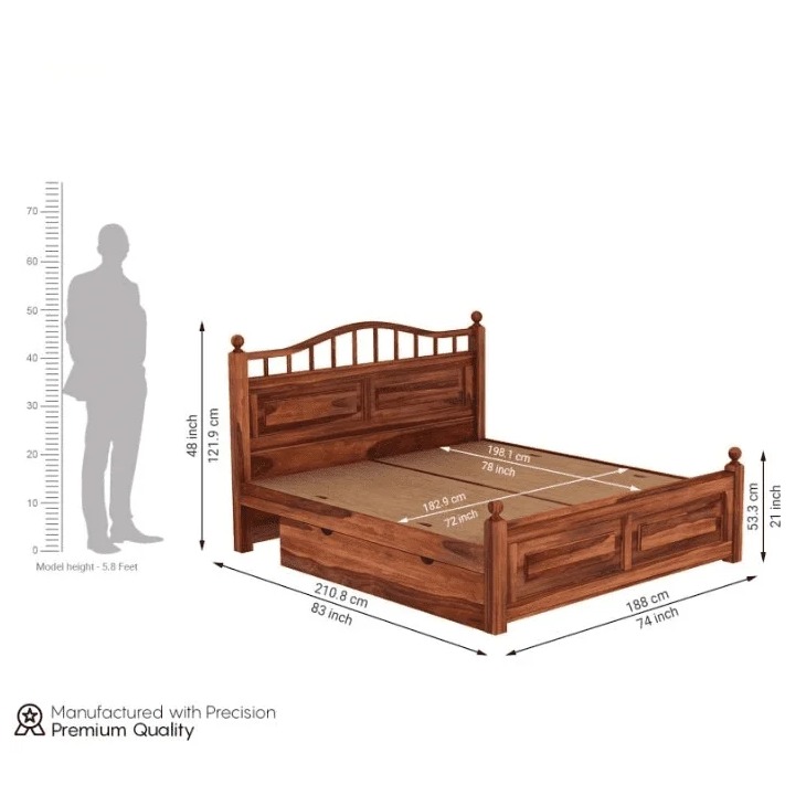 Adour Solid Sheesham Wood King Size Bed With Storage - left_view