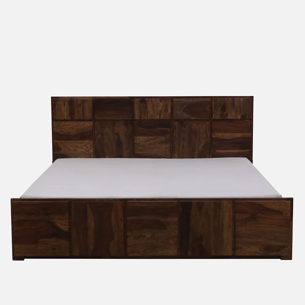 Bergen Sheesham Wood Double Bed With Storage - top_view