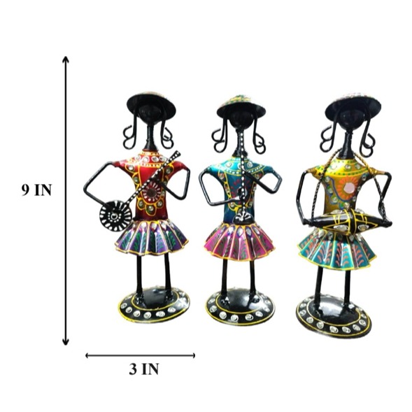 Antique Decorative Tribal Musician Dolls (Set of 3) - front_view