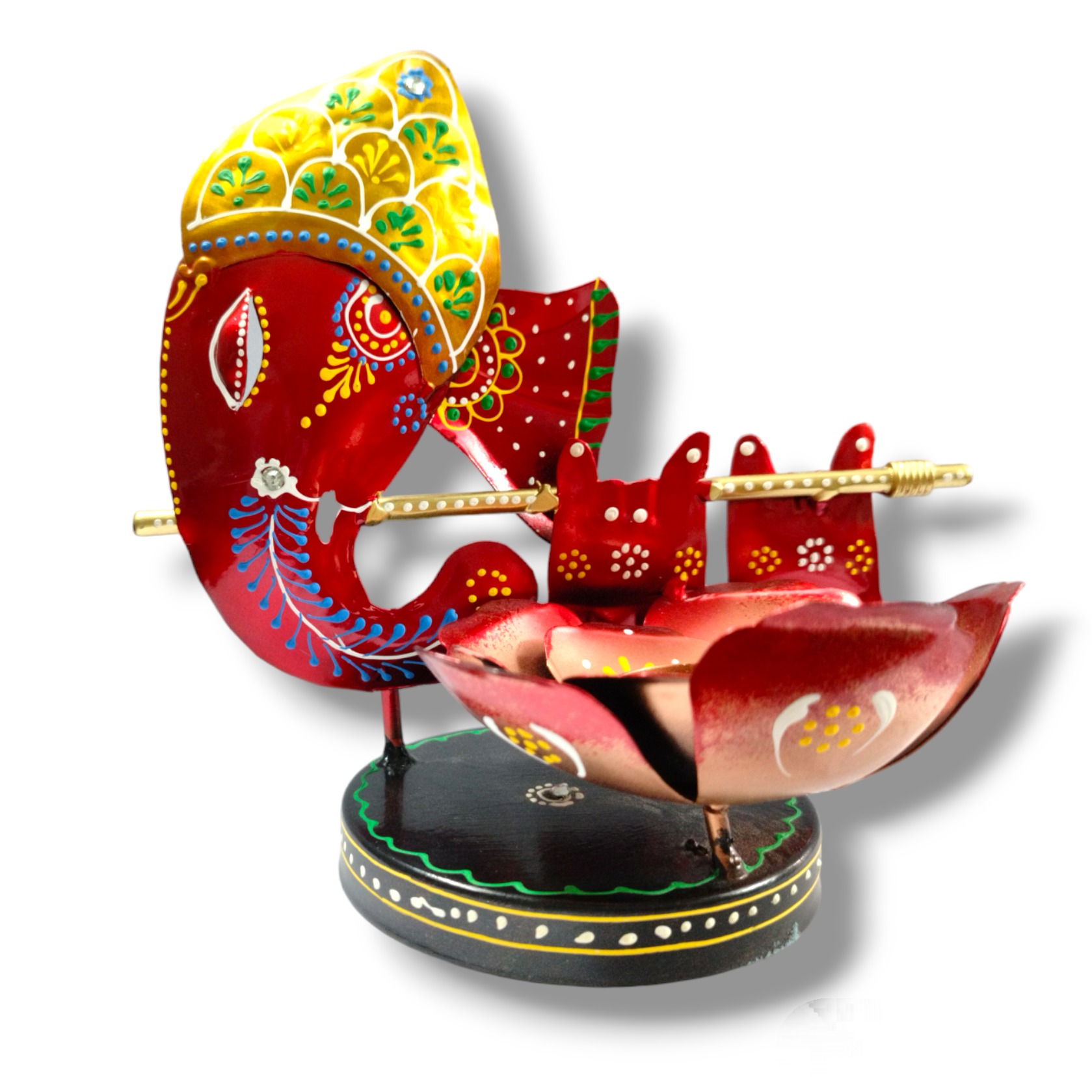 Decor Antique Lord Ganesha T-Light Candle Holder - top_view