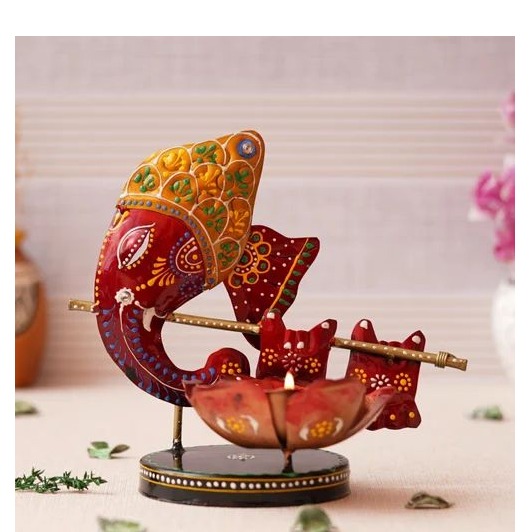 Decor Antique Lord Ganesha T-Light Candle Holder - rear_view
