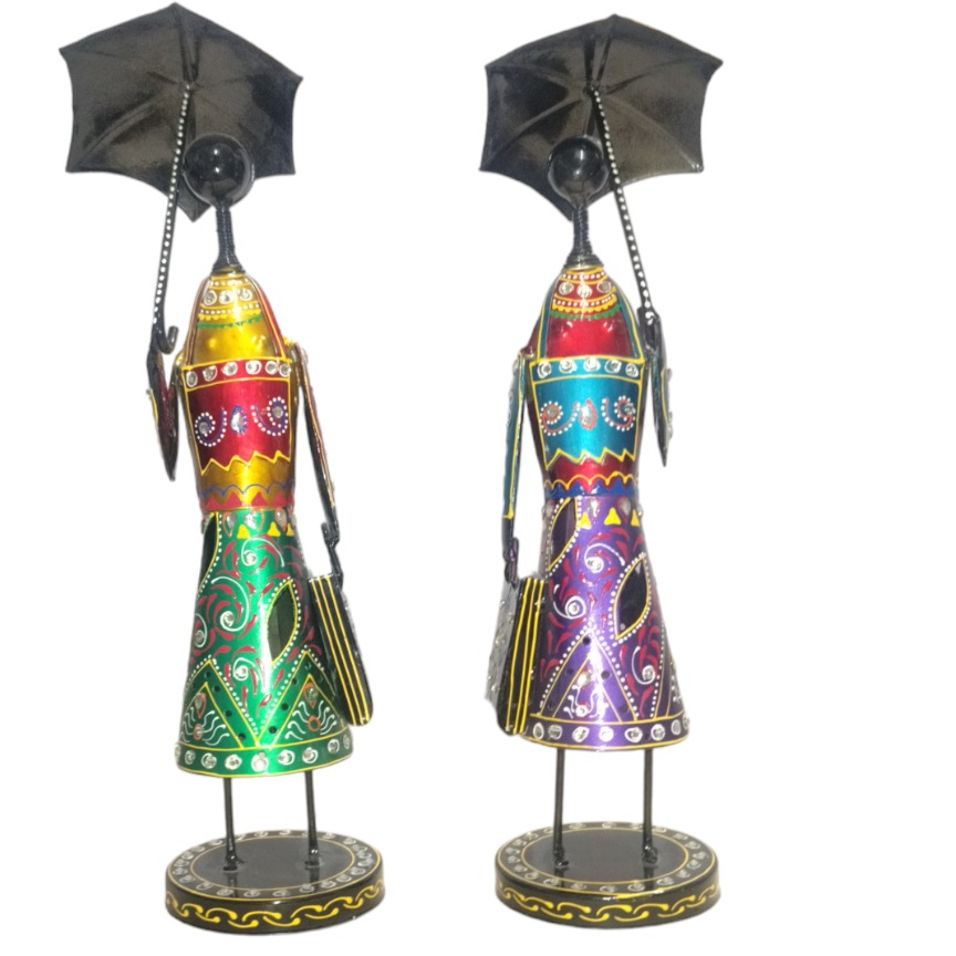 Handpainted Lady (Set of 2) Iron Figurine - rear_view