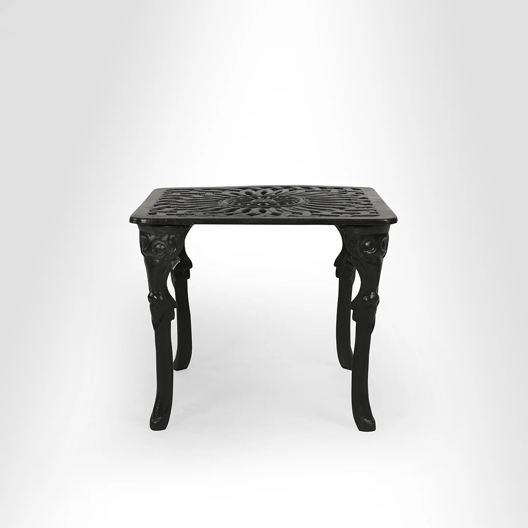 Rezzan Set Of 2 Cast Iron Table And Chair Set - front_view