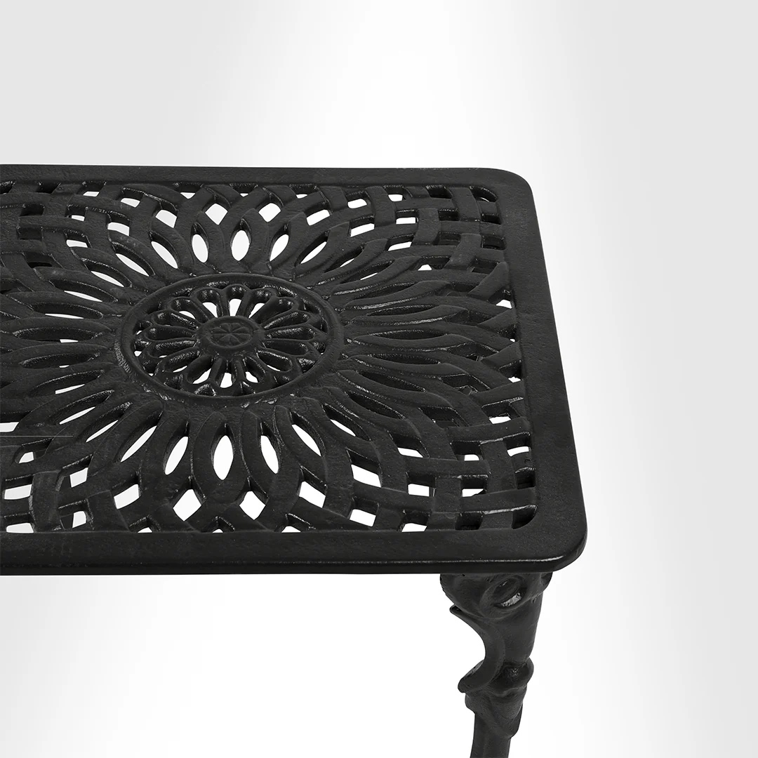 Rezzan Set Of 2 Cast Iron Table And Chair Set - left_view