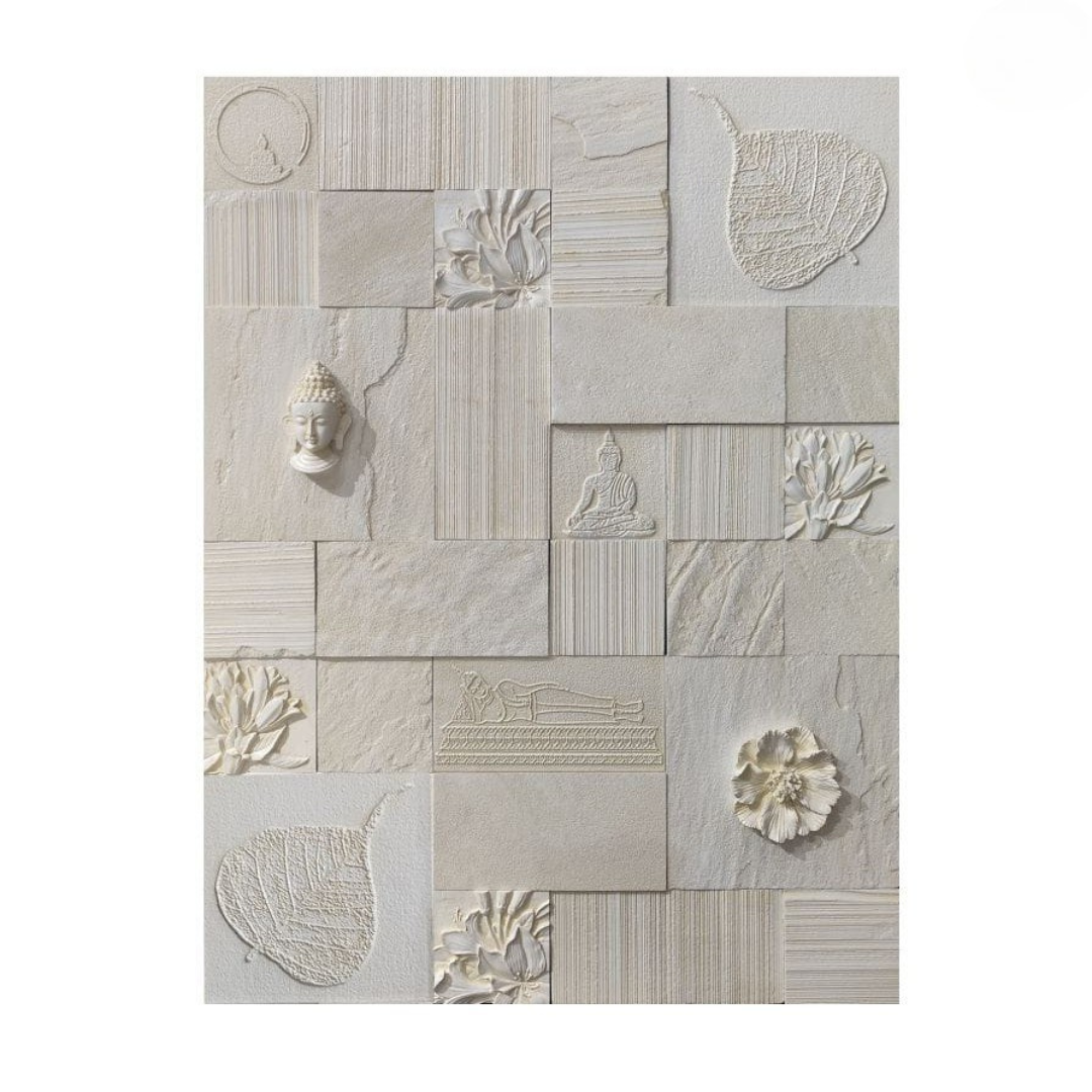 Stone Buddha Carving Wall Tile - rear_view