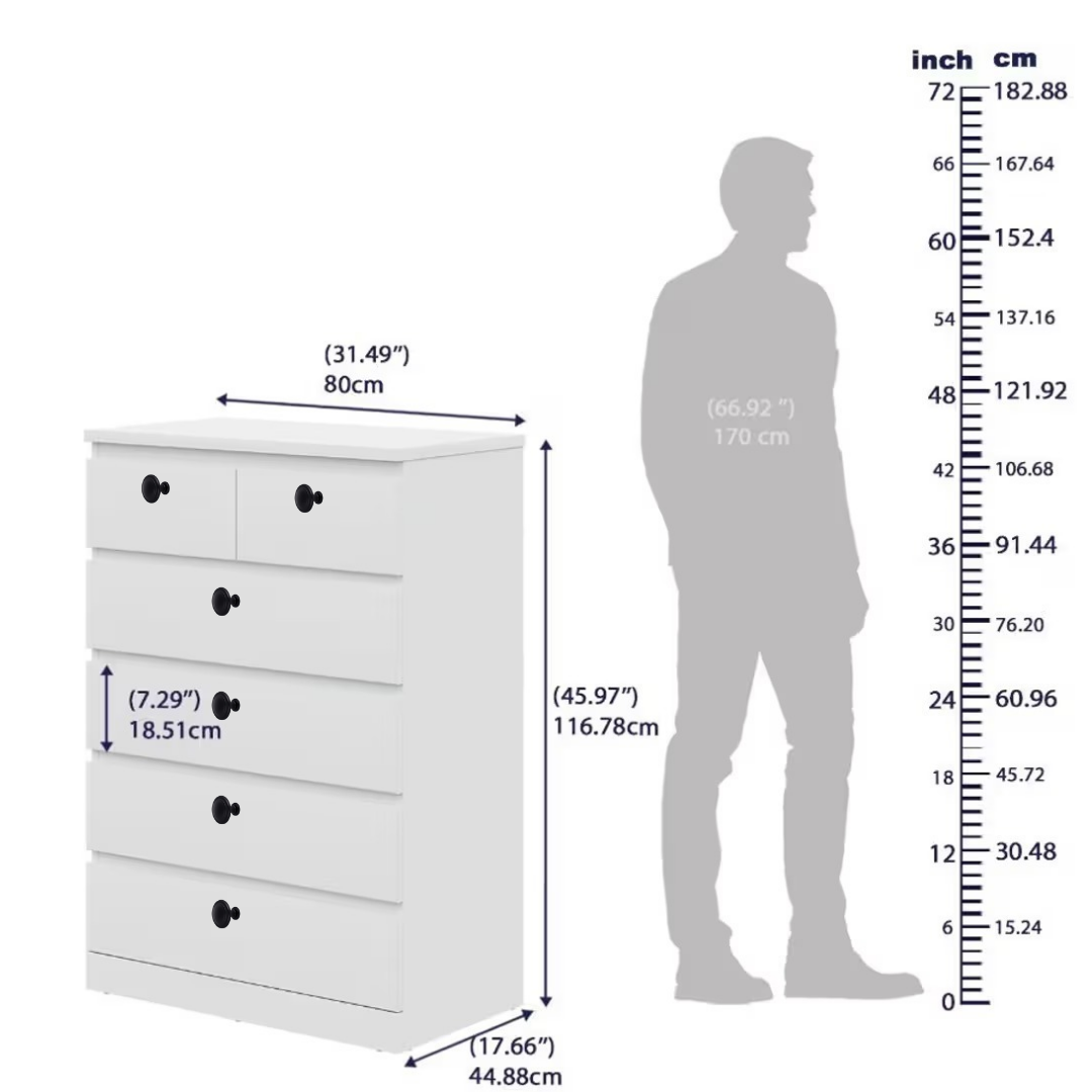 Engineered Wood Chest Of Drawers with 6 Drawers - front_view