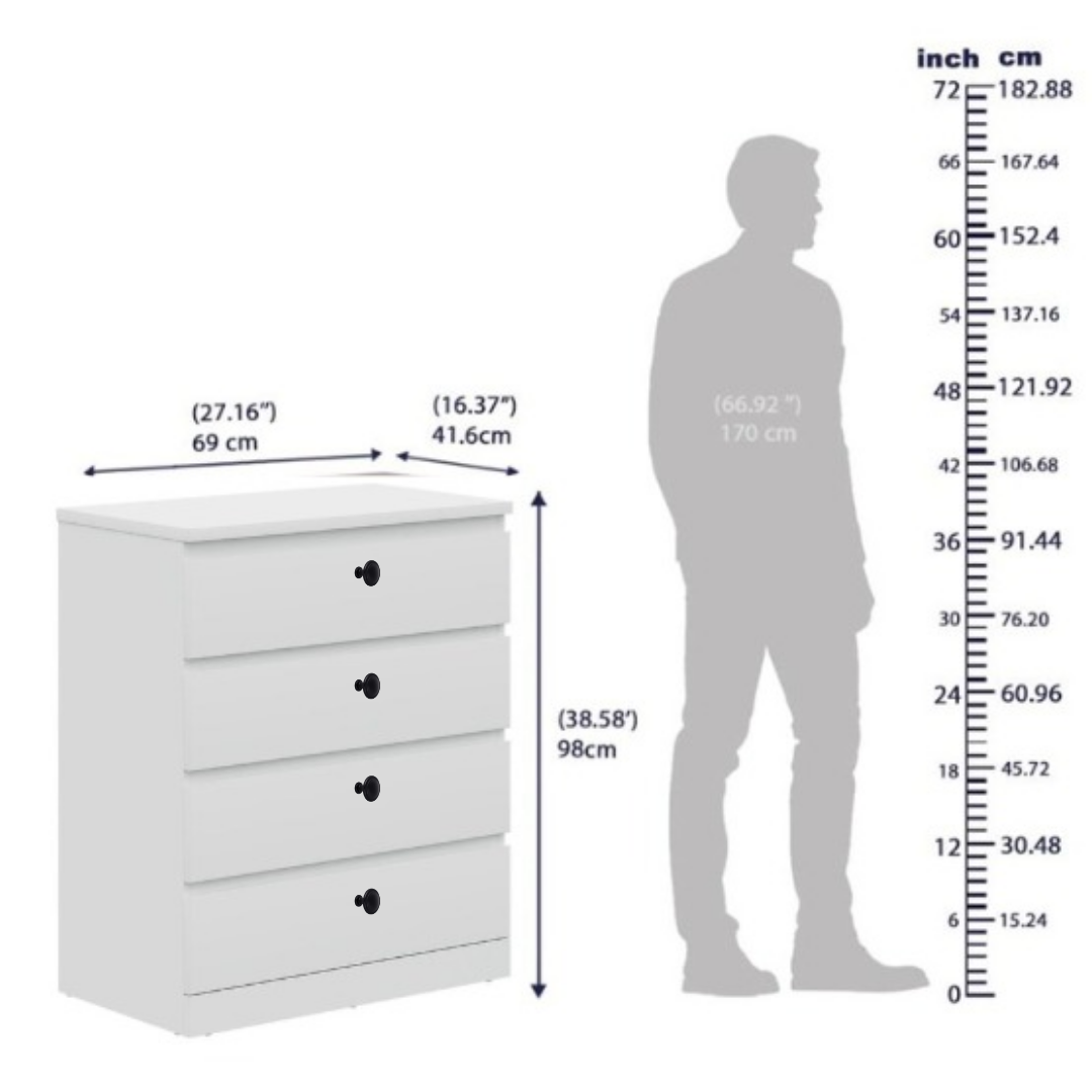 Engineered Wood Chest of Drawer with 4 Drawers - top_view
