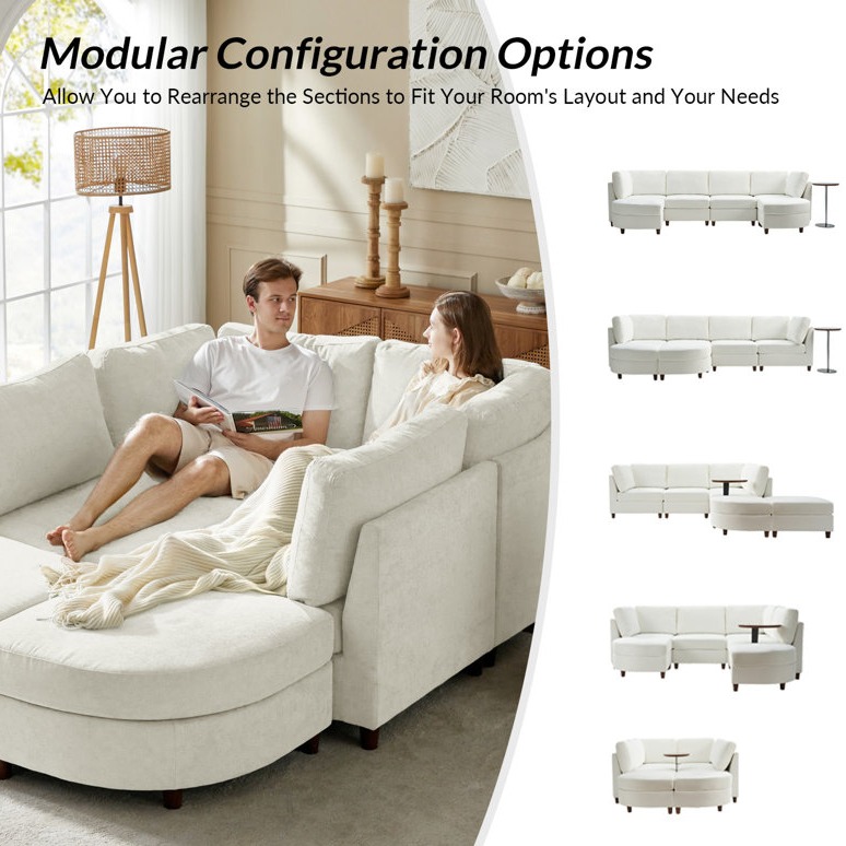 Alzera Convertible U Shaped 6 Seater Sofa Set - rear_view
