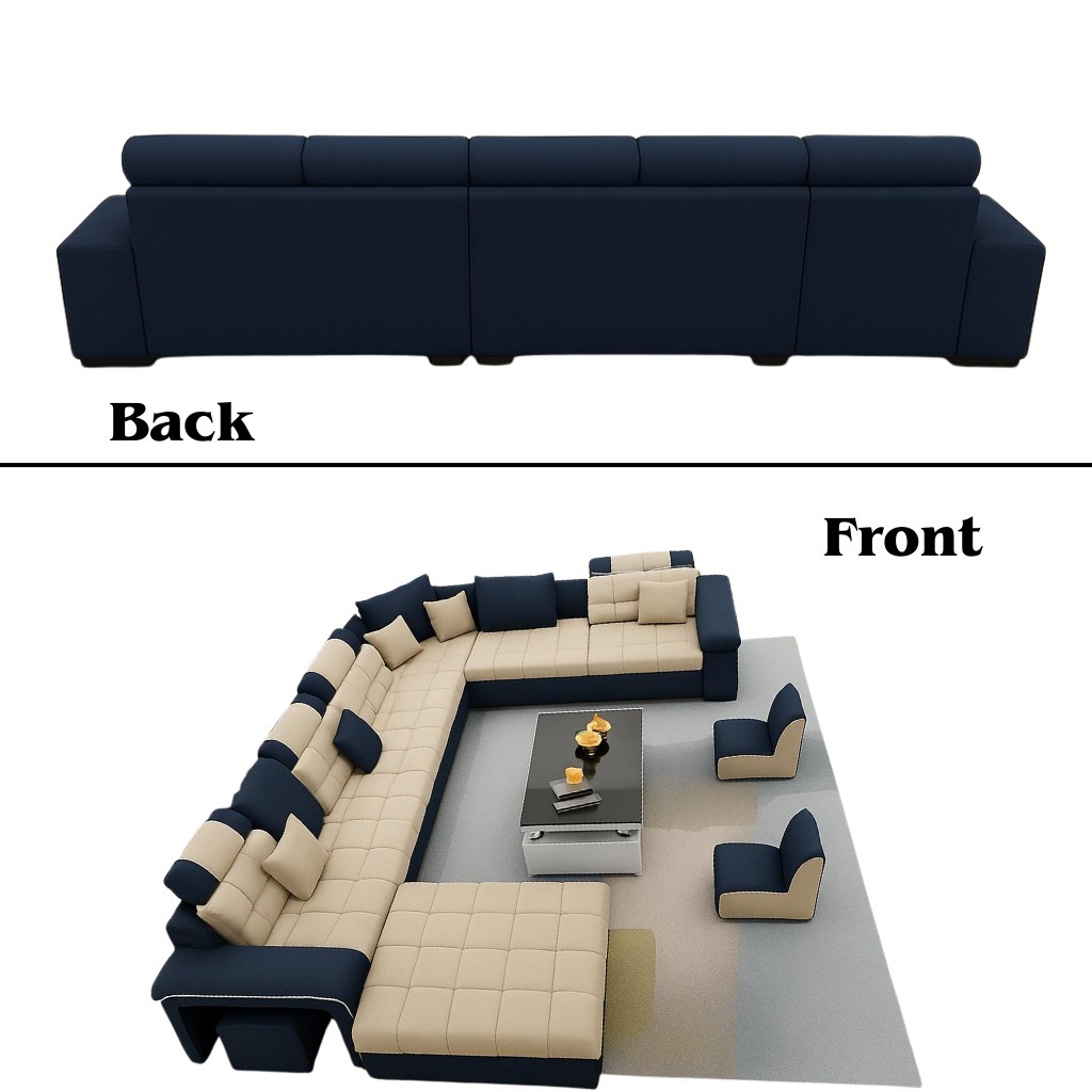 Alster 9 seater u shaped sectional sofa set - rear_view