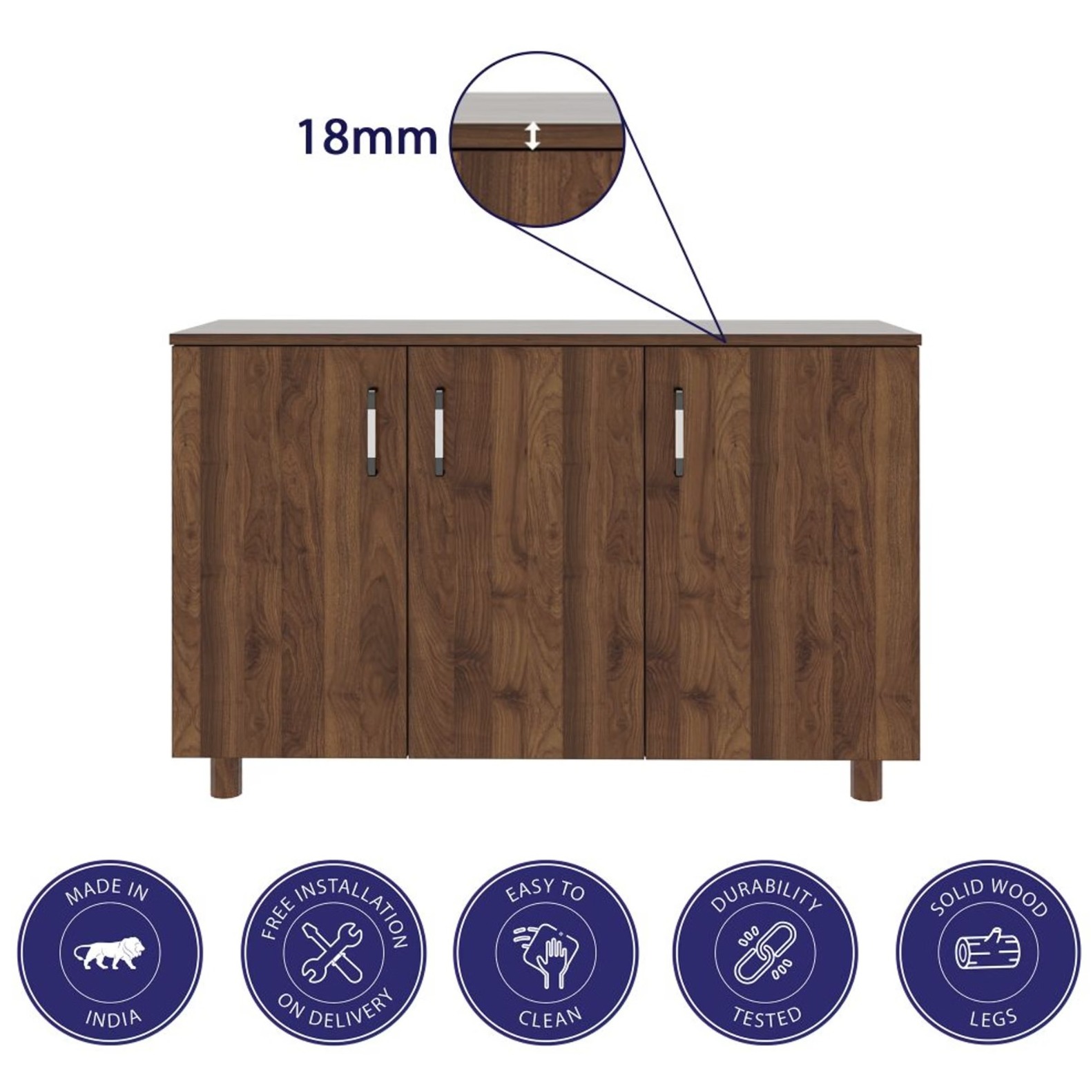 Shoe Rack with 3 Doors - front_view