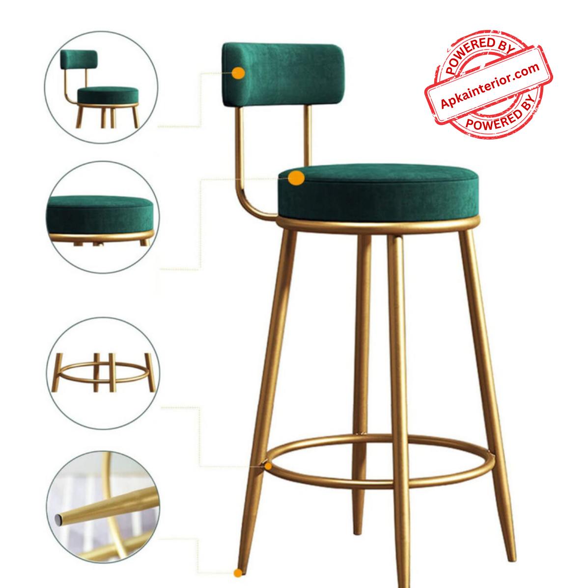 Anthrax Metal Bar Stool (Seating Height - 32 Inch) - top_view