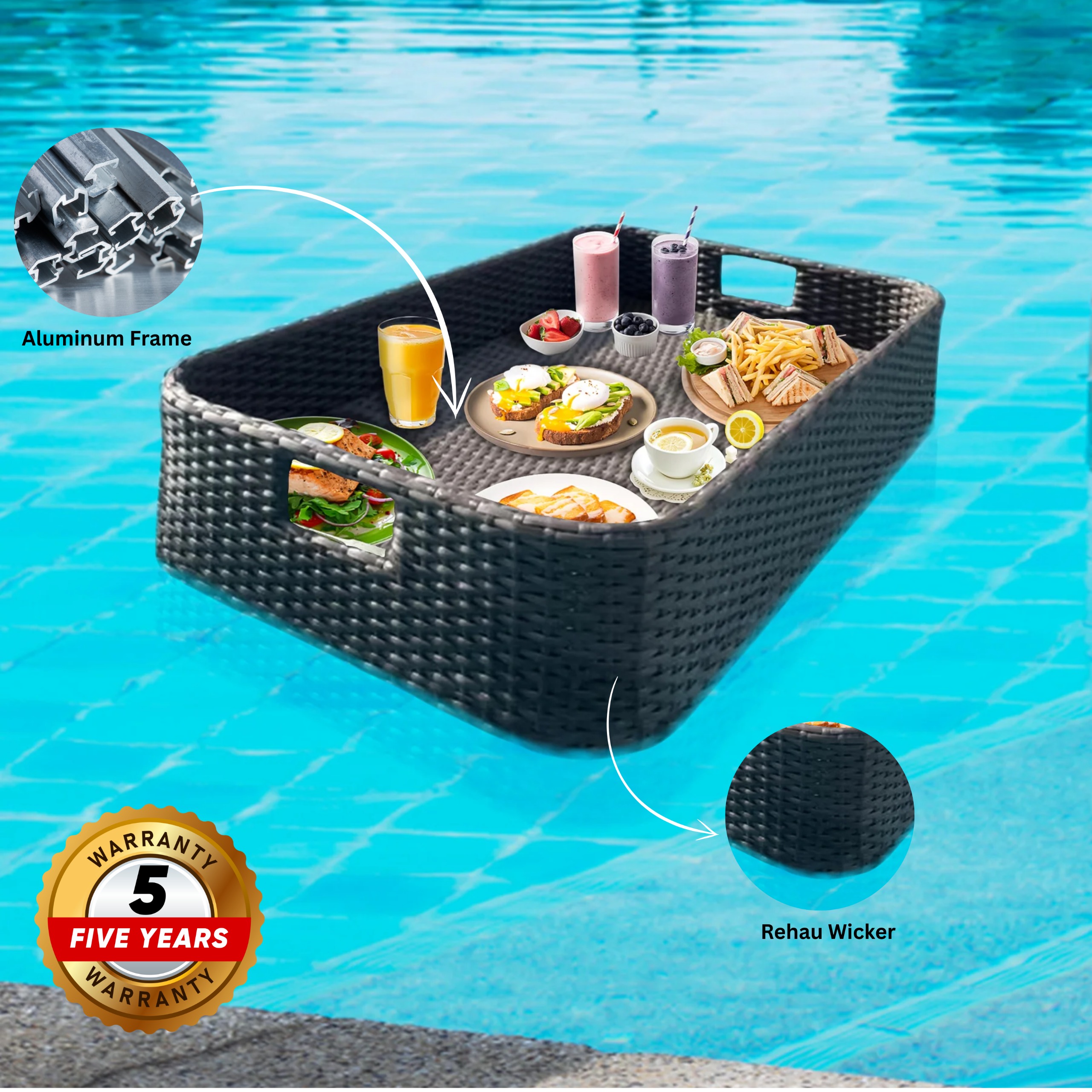Luxury Floating Serving Tray For Swimming Pool - top_view