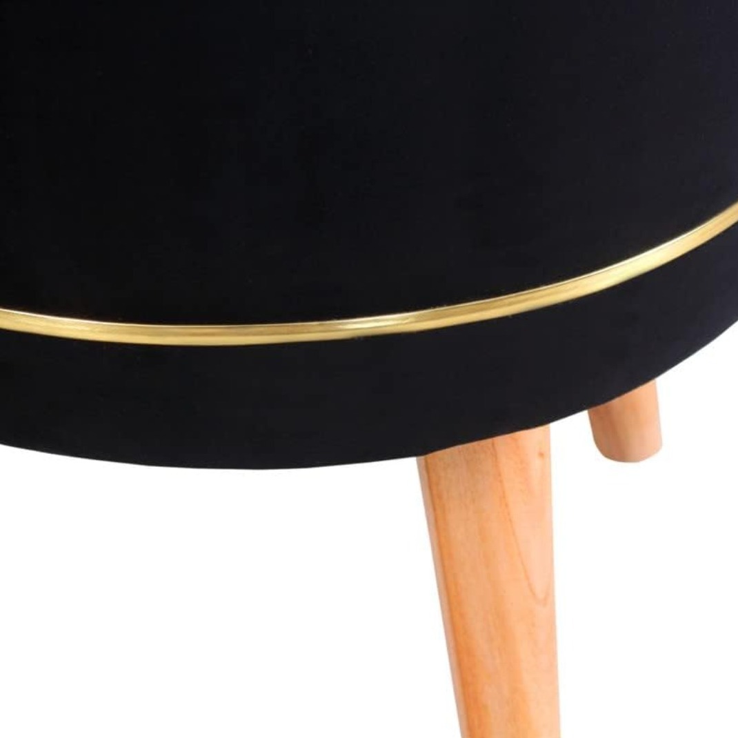 Pouffes Sitting Stool For Living Room, Mudda Puffy Wooden Ottoman Stools, Pouffe Footstool 16x16x18 Inch, Black - rear_view