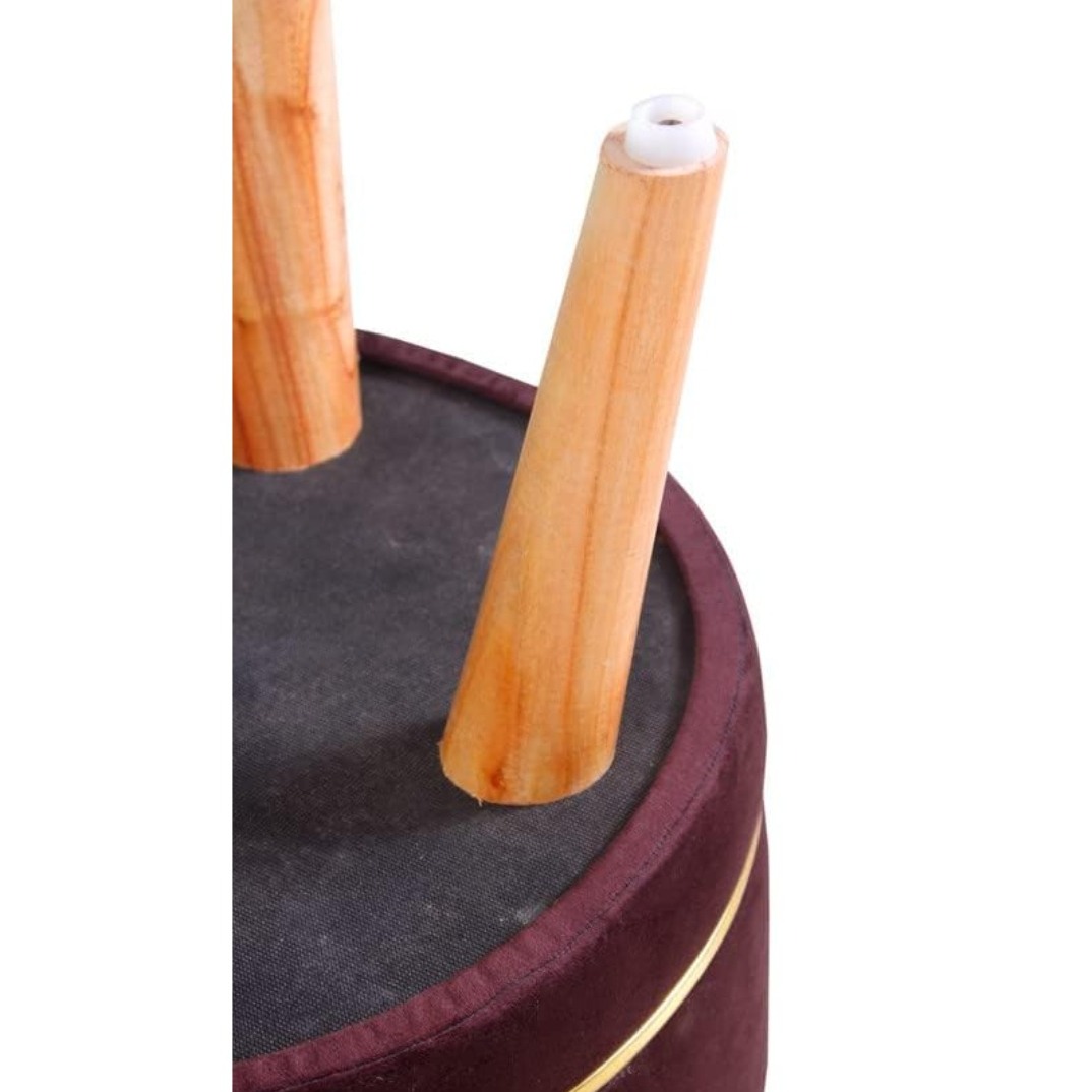 Pouffes Sitting Stool For Living Room, Mudda Puffy Wooden Ottoman Stools, Pouffe Footstool 16x16x18 Inch, Coffee - top_view