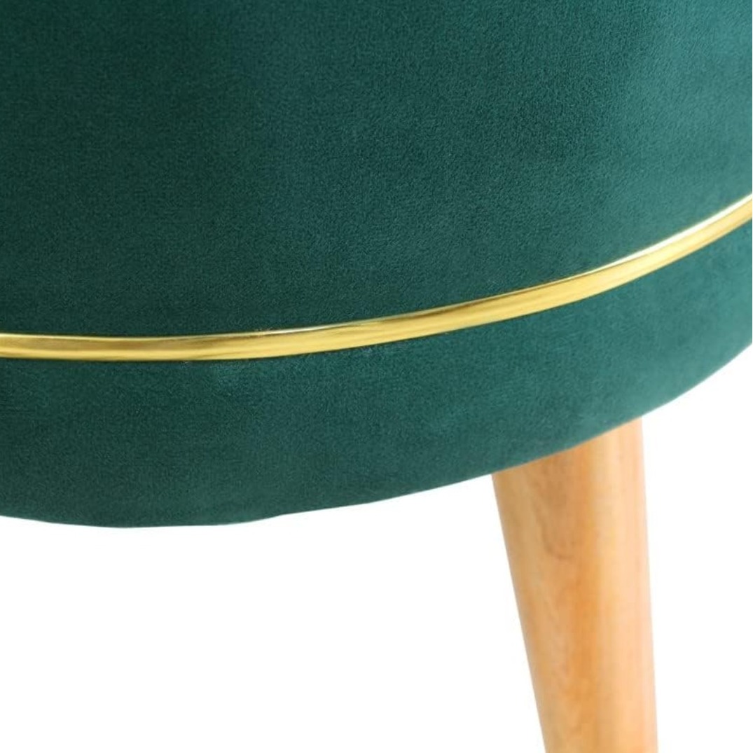 Pouffes Sitting Stool For Living Room, Mudda Puffy Wooden Ottoman Stools, Pouffe Footstool 16x16x18 Inch, Green - rear_view