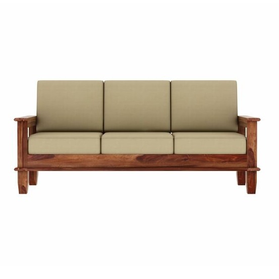 Wooden 3 Seater Sofa for Living Room  (Brown) - front_view