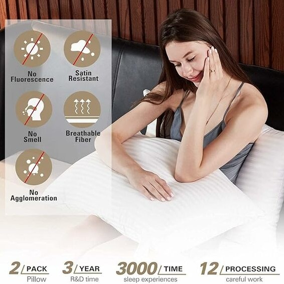 Soft Microfiber Pillow Set Of 2, 100% Soft Quality (White) - rear_view