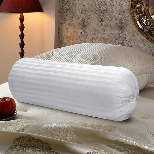 Microfibre Round Bolster Bed/Sofa/Diwan Pillow | Light, Soft & Fluffy For Neck & Back Support | Washable Breathable, Durable | Size 14X30 Inch Big Round Pillow | Set Of 2 - top_view