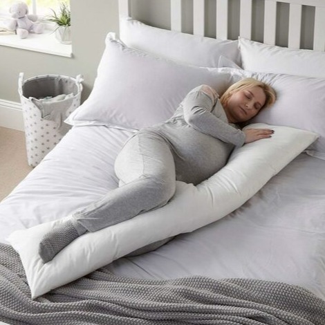1 Piece Ultra Soft Microfiber Body Pillow, Long Large Pillows For Use During Pregnancy, Side Sleeper - Cotton White Stripes Cover Insert (54 X 18 Inches) - front_view