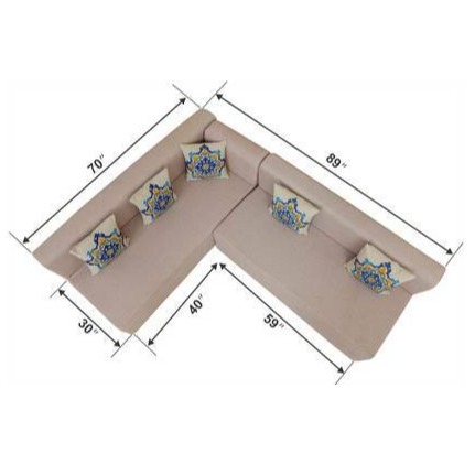 L Shaped 5 Seater Double Foam Fold Out Sofa Cum Bed (Light Beige) - front_view