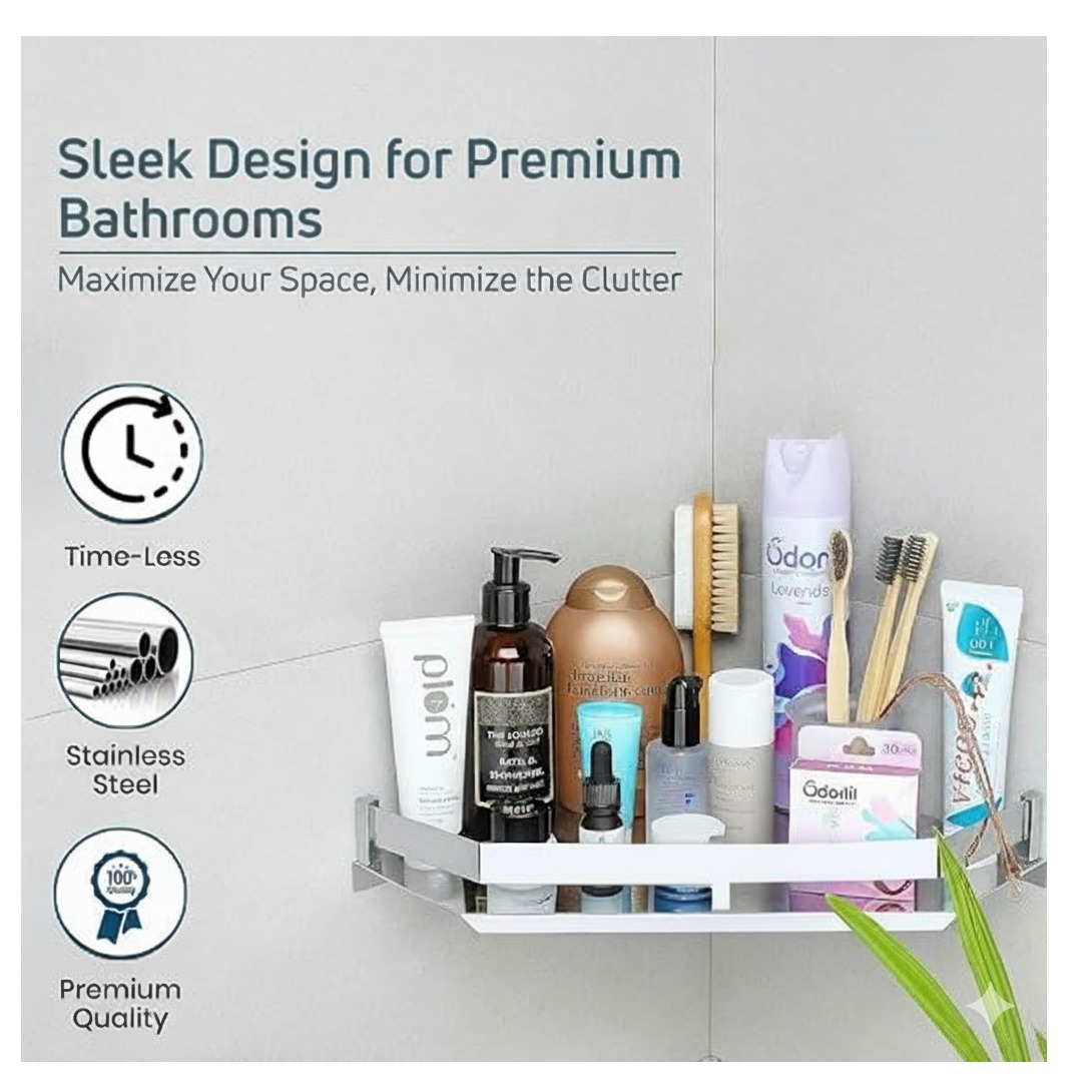 Modern Corner Shelf Stand (Diamond Shape) (30x30x5cm) - rear_view