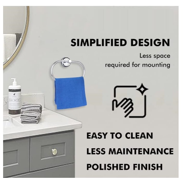 Modern Bathroom Towel Ring Holder (Oval) - rear_view