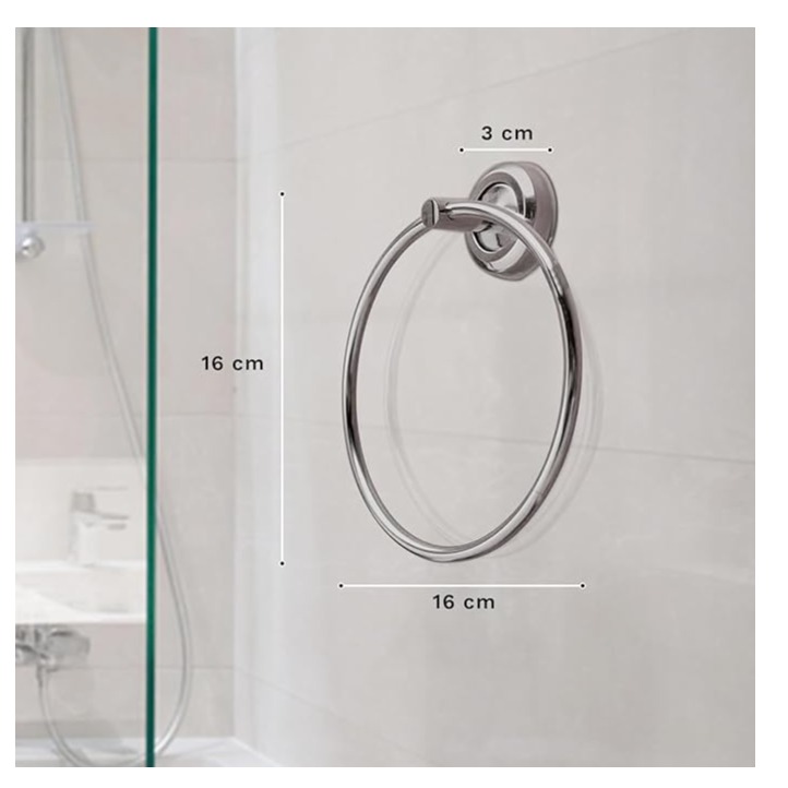 Stainless Steel Towel Ring for Bathroom/Wash Basin (Chrome Finish) - top_view