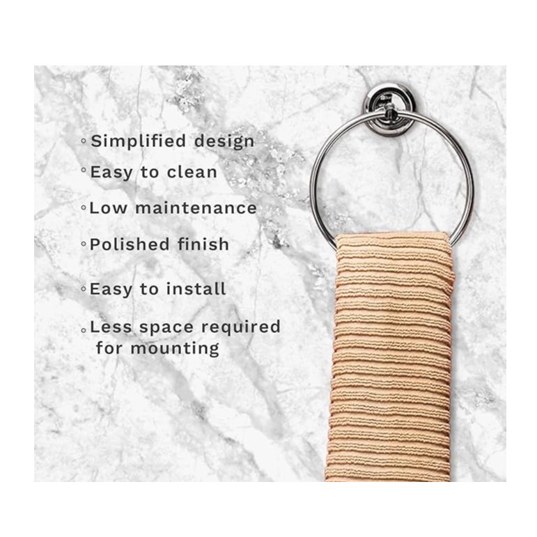 Stainless Steel Towel Ring for Bathroom/Wash Basin (Chrome Finish) - left_view
