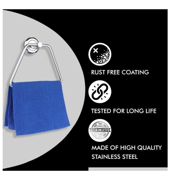 Stainless Steel Towel Ring for Wash Basin/Napkin-Towel Hanger (Triangular)(16x7") - rear_view