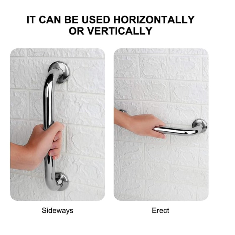 Heavy Duty Stainless Steel Grab Bar - (12 Inch) - rear_view